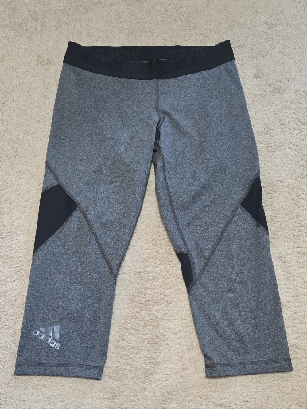 adidas Womens Charcoal Gray and Black Capri Leggings